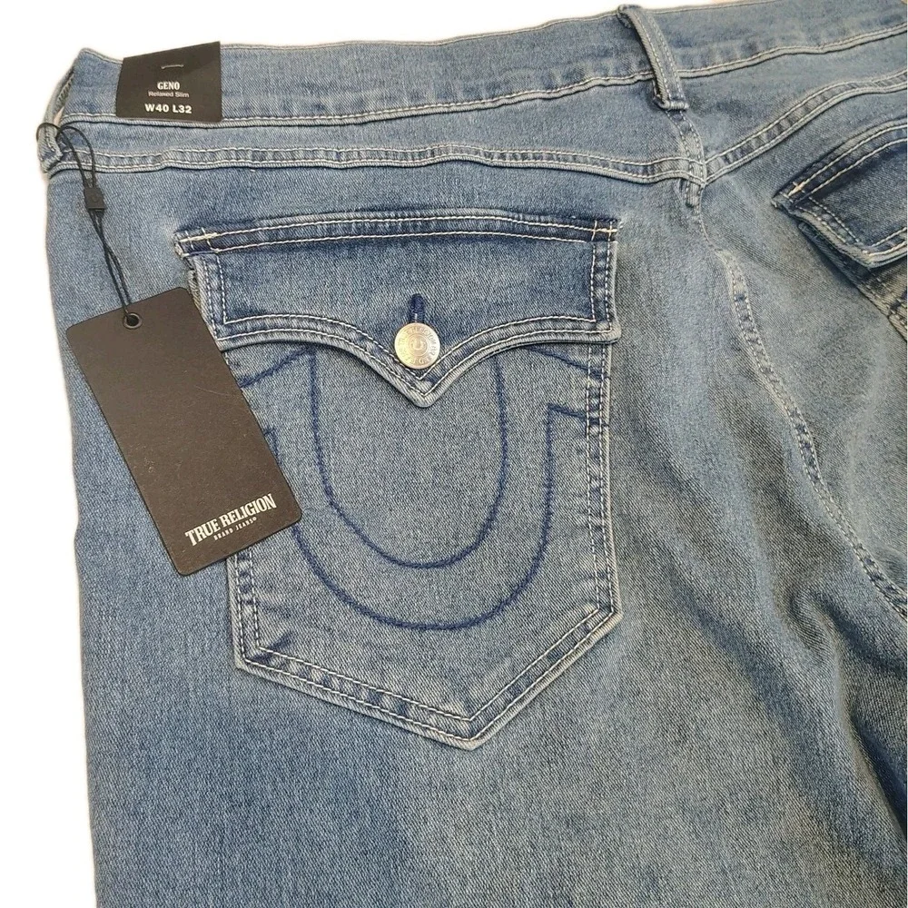 True Religion Geno SN Flap Slim Light Idyllic Wash‎ 40x32 Relaxed Slim Jean A4